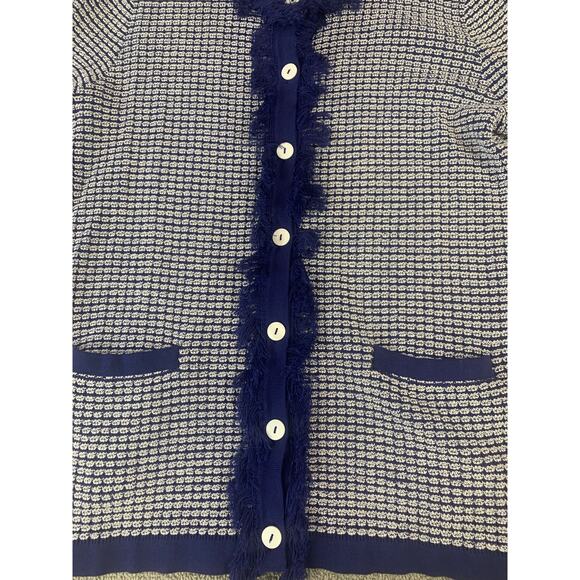 EK Edinburgh Knitwear Womens Cardigan Jacket Blue White Size Small - Picture 3 of 7